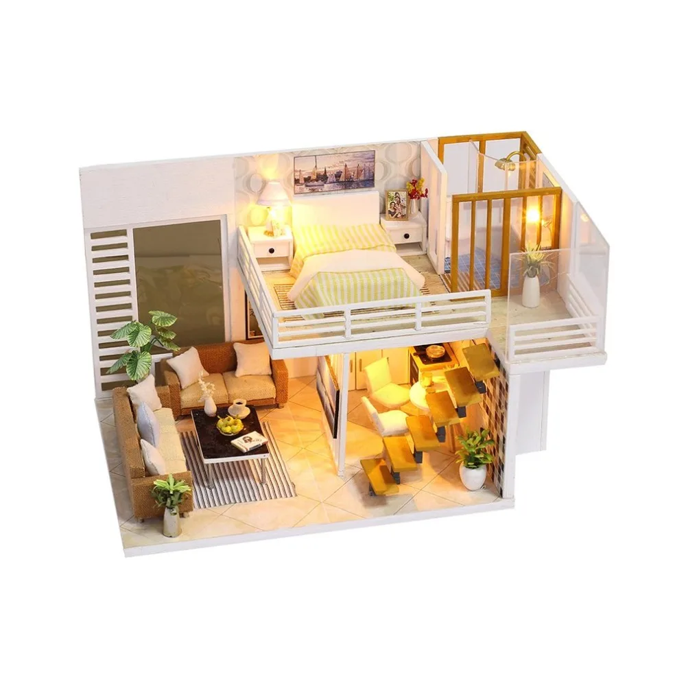Elegant Wooden Furniture DIY House Miniature Box Puzzle Assemble 3D Miniaturas Dollhouse Kits Toys For Children Birthday Gift Elegant Wooden Furniture DIY House Miniature Box Puzzle Assemble 3D Miniaturas Dollhouse Kits Toys For Children Birthday Gift