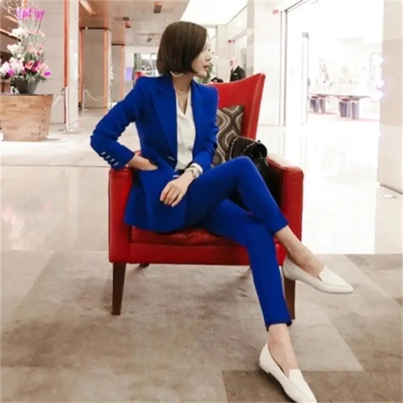 Bureau Travailleur Pantalon Deux Femmes De Travail Costume Tempérament Mode Femelle Dames piece Automne Nouveau printemps Lieu 1 Suit 7P6qw65z