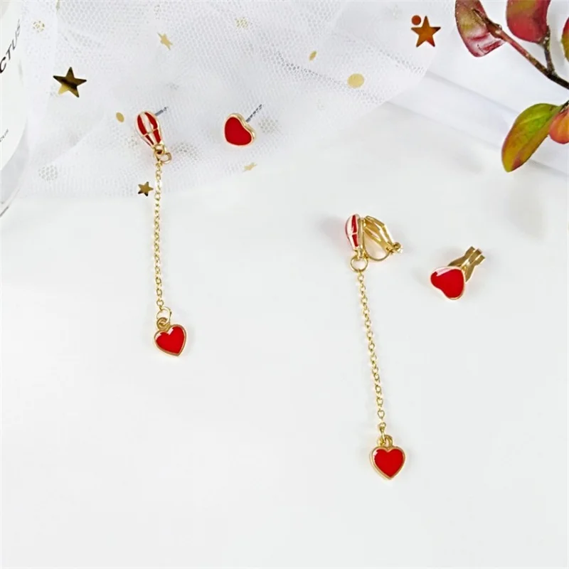 

2019 Creative Sweet Red Love Heart Earring Hot Air Balloon Fashion Temperament Asymmetric Earrings Women's Jewelry Gifts