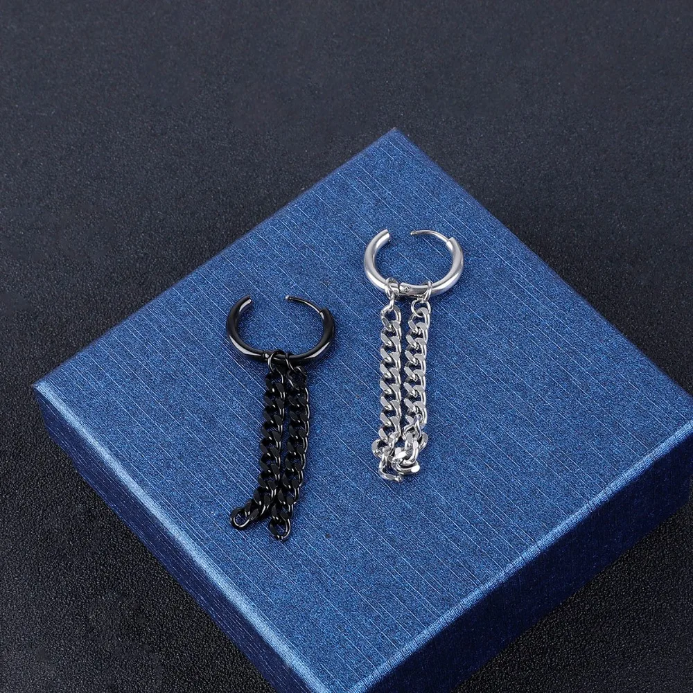 

Punk Style Tassel Earrings For Men Women Black Silver Korea Stud Earrings Statement Jewelry Exquisite Gift