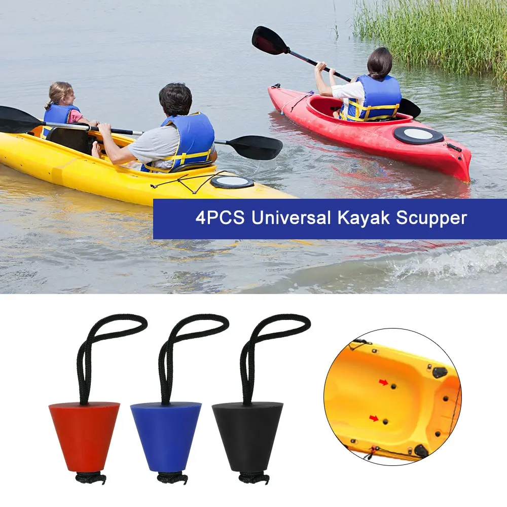 

4PCS Best Universal Kayak Scupper Plug Kit Drain Hole Plug for Dinghy Kayak Stopper Bung Kayak Inflatable Boat Dinghy Speedboat