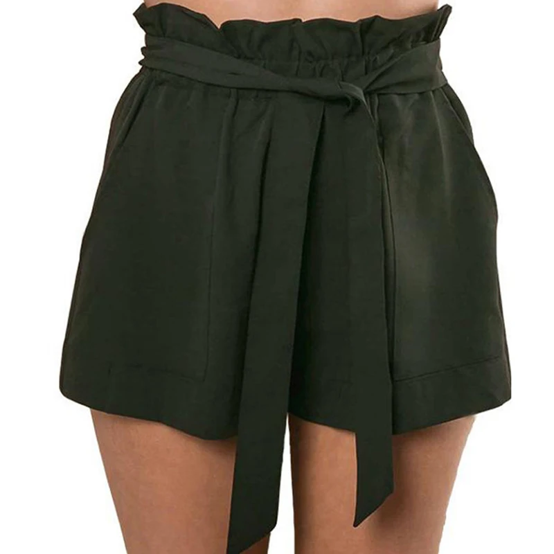 Buy Casual Women Shorts Pleated Waist A line Shorts With Bow Sashes Fashion