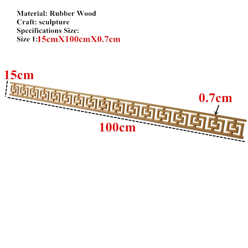 Декоративные линии цветочные деревянные наклейки с резьбой угловая аппликация рамка настенная мебель резьба по дереву деревянные фигурки ремесла домашний декор - Цвет: 15cmX100cm