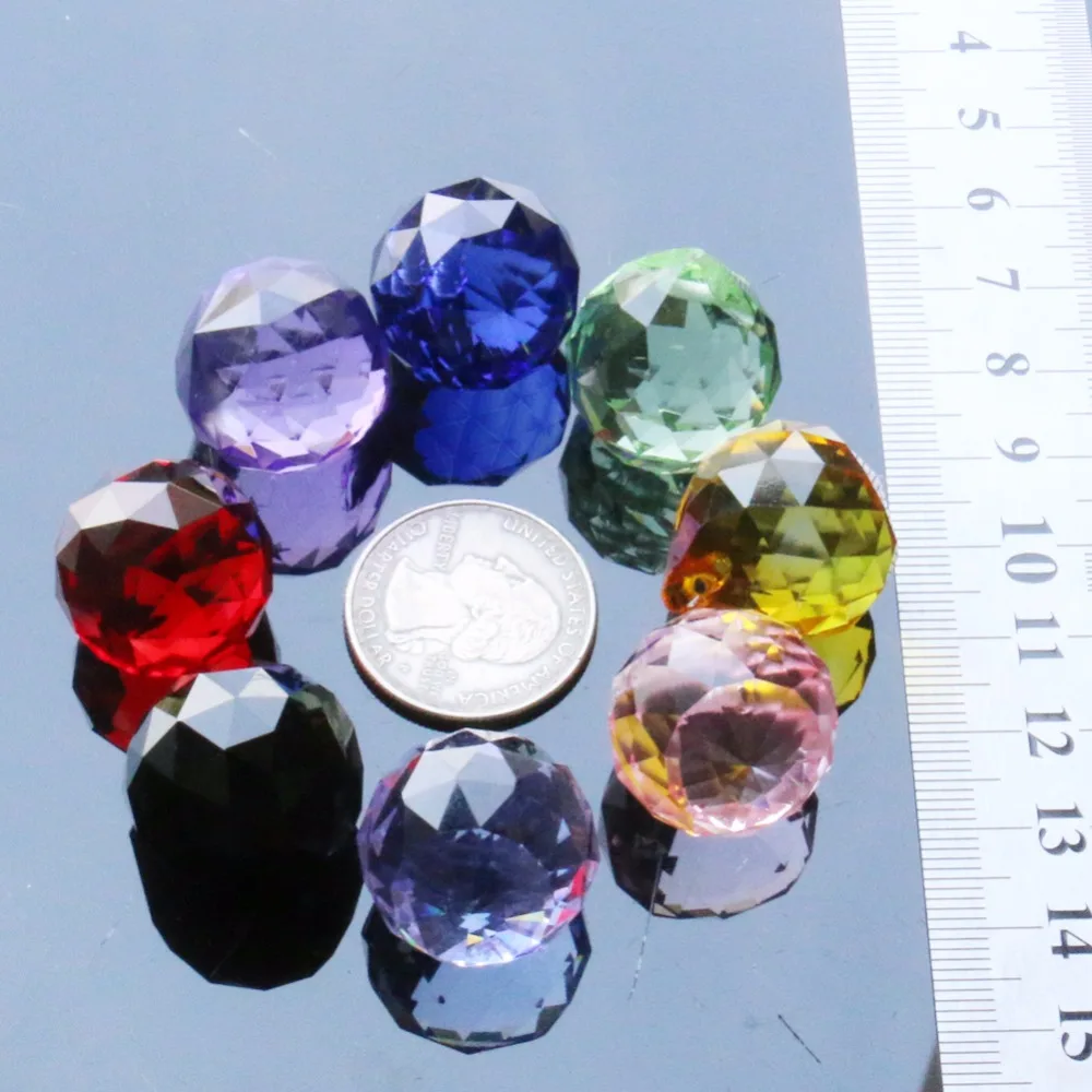 

8PCS Mixed Color Glass Crystal Prism Ball 30MM Hanging Chandelier Jewelry Suncatcher DIY Craft Supply decoration Part for Lamp