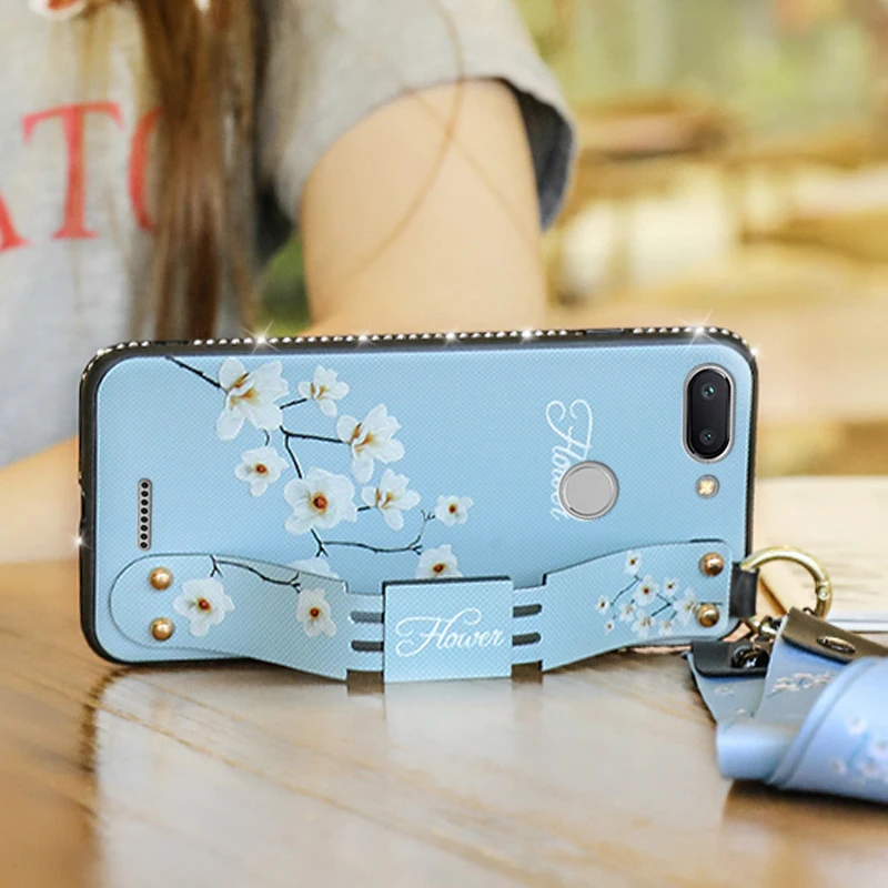 

SemgCeKen Wrist Strap stand case for xiaomi redmi 6 pro 6a redmi note 6 pro original luxury Diamond bling coque cover phone back
