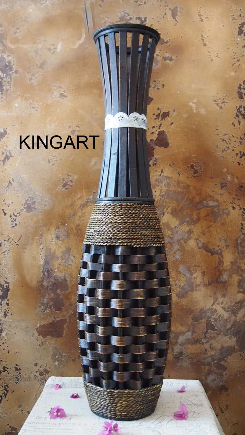 Напольная ваза большого размера Kingart бамбуковая большая напольная ваза винтажная ретро гостиная домашний декор ремесло для декора; ваза с цветами