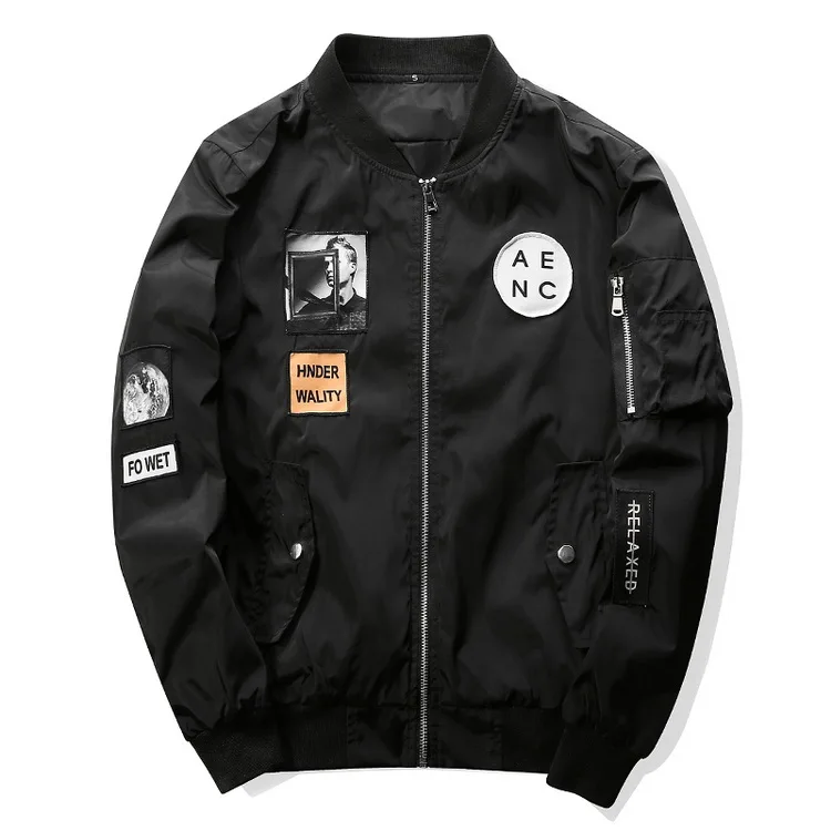 

Mens Bomber Jackets with Patches 2019 New Streetwear Flight Pilot Jacket Men Patch Men's Jacket Slim Fit Cool