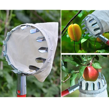 

Metal Fruit Picker Convenient Fabric Orchard Gardening for Apple Peach High Tree Picking Tools