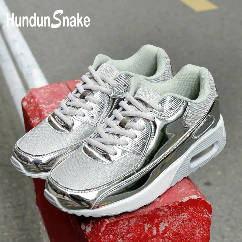 

Hundunsnake Big Size Gym Shoes Women Air Cushion Women's Sneakers Mesh Ladies Shoes Sports Men Summer Scarpe Donna Silver G-25
