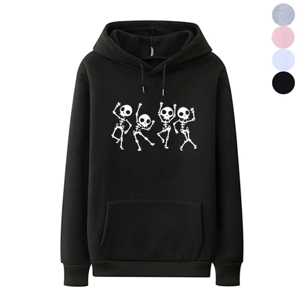  Funny Skeleton Sweatshirt Women Skull Halloween Hoodies Women Cartoon Punk Cute Graphic Womens Hood