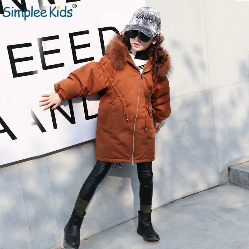 

Simplee Kids 2018 Thicken Baby Girl Winter Clothes Cotton Casual Girls Thickening Cotton Coat Hooded Parkas Children Outwear