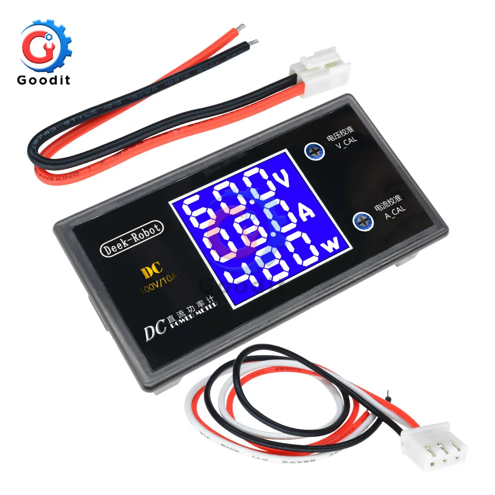 DC 0-100V 10A 1000W LCD Digital Voltmeter Ammeter Wattmeter Voltage Current Power Meter Volt Detector Tester Monitor 12V 24V 36V