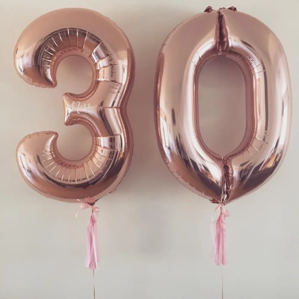 40 дюймов розовое цвета: золотистый, серебристый градиент номер Фольга воздушные шары День рождения Свадебные украшения Рисунок шар вечерние Globos