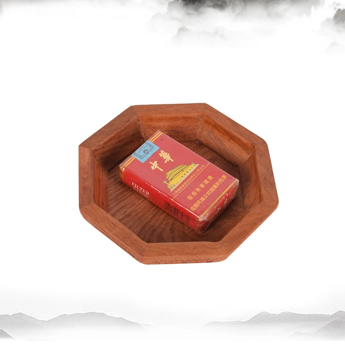 

Burma Rosewood Ashtray eight side China Retro Vintage Solid wooden living rom decoration High quality crafts Smoking Accessorie