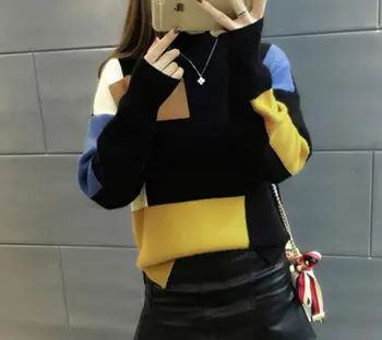 

2019 Women Sweaters And Pullovers Elegant Turtleneck Sweater Women Jumper Autumn Mixed Colors Knitted Pullover Pull Femme