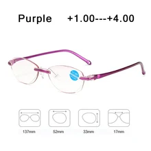 Модные очки для чтения без оправы, женские Магнитные очки с алмазной обрезкой для дальнозоркости+ 1,0+ 1,5+ 2,0+ 2,5+ 3,0+ 3,5+ 4,0 s801