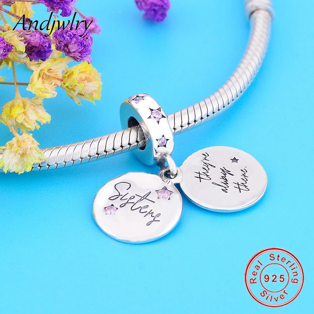 Браслет Pandora Charms из стерлингового серебра 925 пробы, серьги кулон Forever Sisters, очаровательные женские украшения DIY Berloque 925