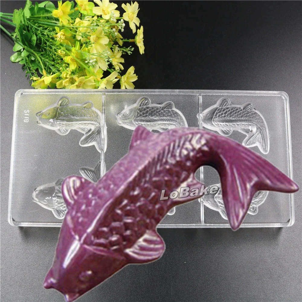 6 cavities Cyprinoid Fish shape polyethylene PE plastic clear Mold for