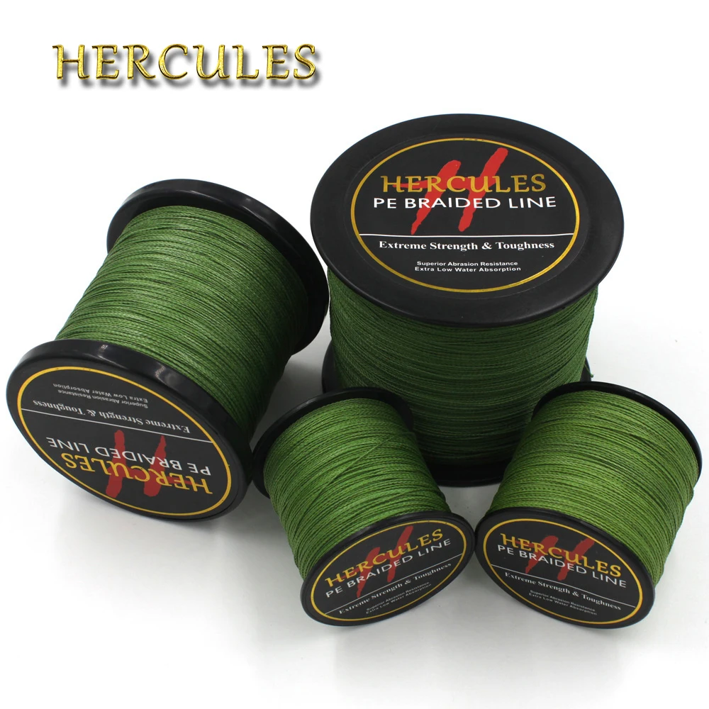 Hercules PE серо зеленая плетеная рыболовная леска 4 нити 100 м 300 500 1000 1500 2000 для морской