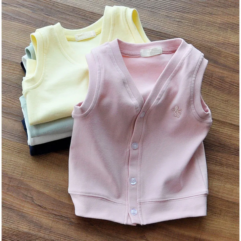 Children Vest For Girl and Boy Casual Cotton Kids Outerwear Coats V-neck Sleeveless Waistcoat Jacket RT550
