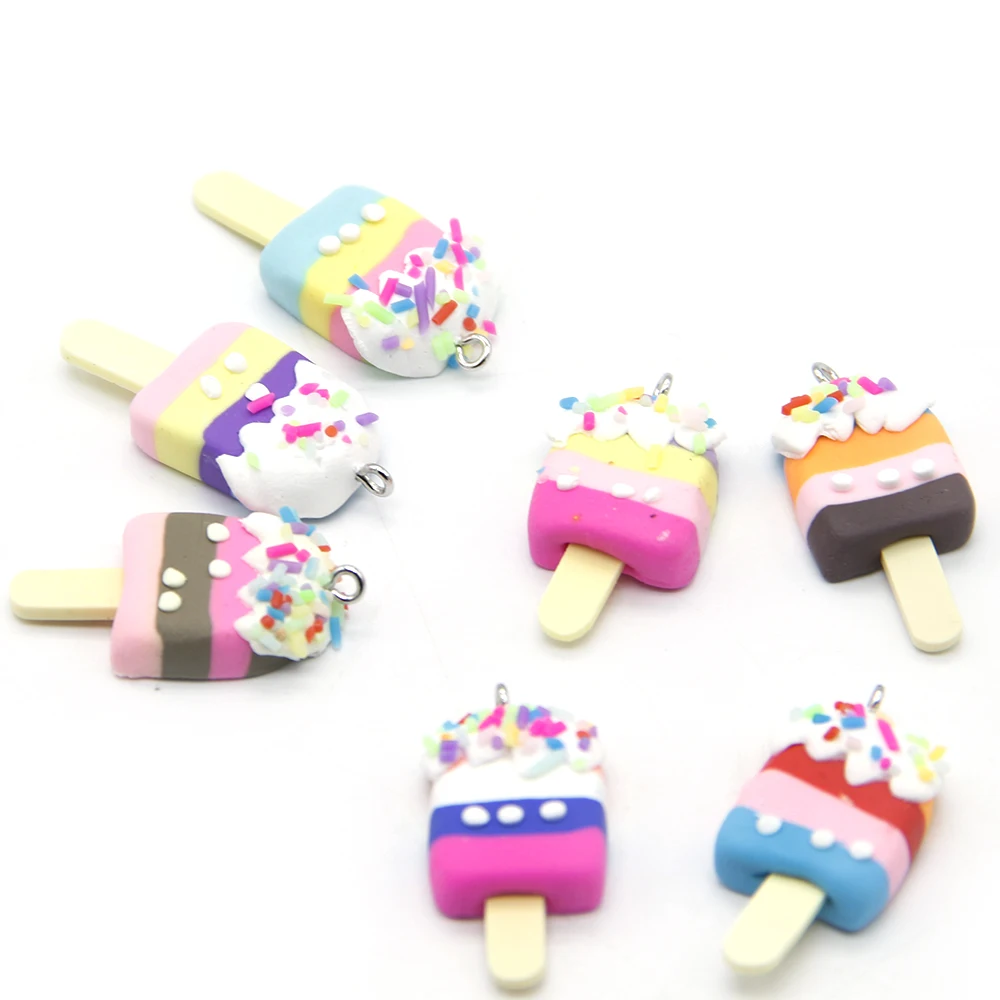 David accessories 32x17mm Cake Ice cream Polymer Clay For Decoration Supply Gift Pendant 25pcs,DIY Handmade Accessories,25Yc5559