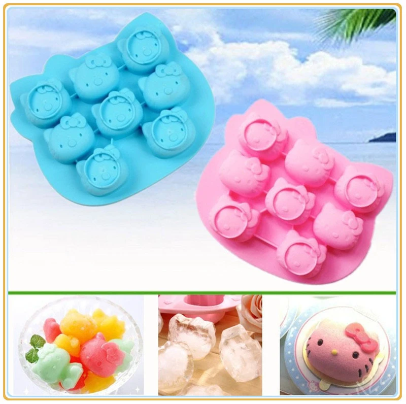 

Silicone Cake Mold 8 Hello Kitty Expression Cartoon Cat Shape DIY Handmade Soap Mold Jelly Ice Grid Screen Mold Home Baking Tool