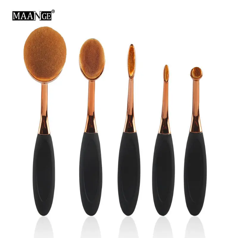 

5PCS/SET Make up Brush Shape Makeup Brushes Set Multifunction Foundation Brush Kits Black Golden Colors For Lady Women