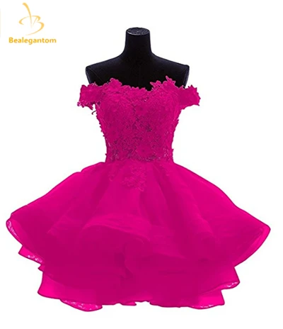 fuchsia Bealegantom Новые короткие мини-платья трапециевидной формы для встречи выпускников с аппликацией из органзы платья для выпускного вечера выпускное платье QA1110 - Цвет: fuchsia