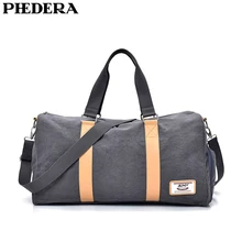 PHEDERA большой Ёмкость Холст Путешествия сумка Для женщин Для мужчин бежевый Черный, серый цвет Открытый Путешествие Duffle Bag Курьерские сумки