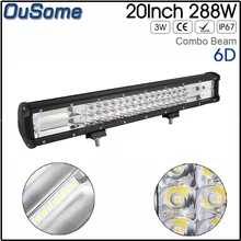 20 polegadas 288 W 6D Fileiras Duplas 4X4 off road LEVOU barra de Luz do carro Bar ponto do Feixe de longa vida 12 v 24 v LED trabalho barra de luz offroad