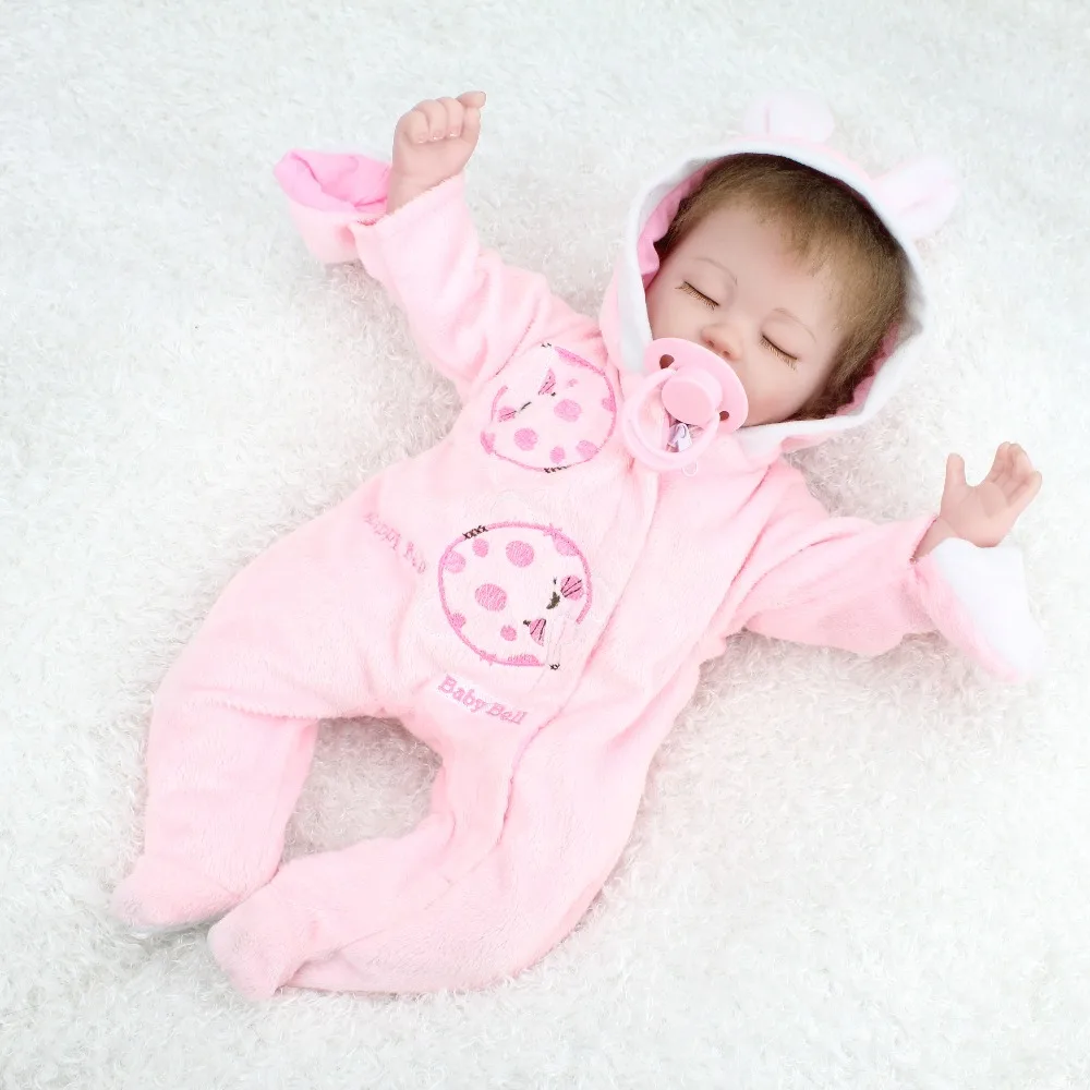 NPKDOLL Reborn Baby Doll 16 дюймов Розовая Принцесса виниловые куклы плюшевые игрушки из мягкого мохера закрытые глаза спящие Младенцы 43 см модные игрушки