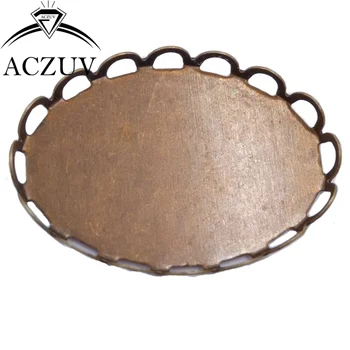 

200pcs 13x18mm 18x25mm 30x40mm Antique Bronze Lace Cabochon Setting Oval Pendant Tray Bezel Pendant Blank Pendant Base OPB004