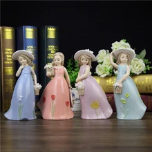 Керамическая шляпа, статуэтки для девушек и девушек, домашний декор, ремесла, украшение комнаты, ручная работа, фарфоровые статуэтки, винтажная статуя