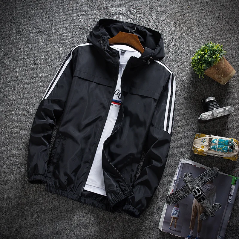 2019 Bomber Jacket Men Fashion Casaul Mens Hooded Jackets Slim Fit Long Sleeve Homme Trendy Windbreaker Coat Brand Clothing