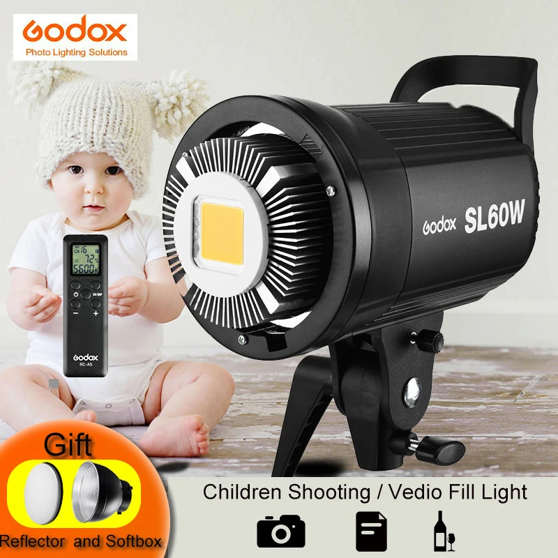 

Godox SL-60W White Version Video LED Light Lamp Continous 5600k 60W Bowens Mount Strobe Flash for Photography Studio Recording