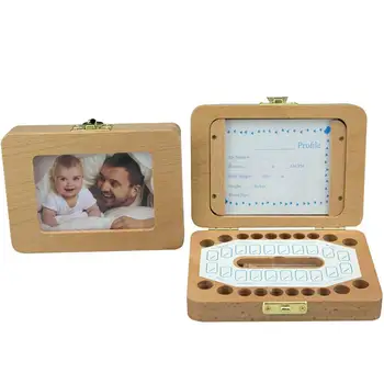 

HobbyLane Delicate Baby Wooden Tooth Save Box Souvenir Box Milk Teeth Organizer Holder Case with Photo Frame and Cards