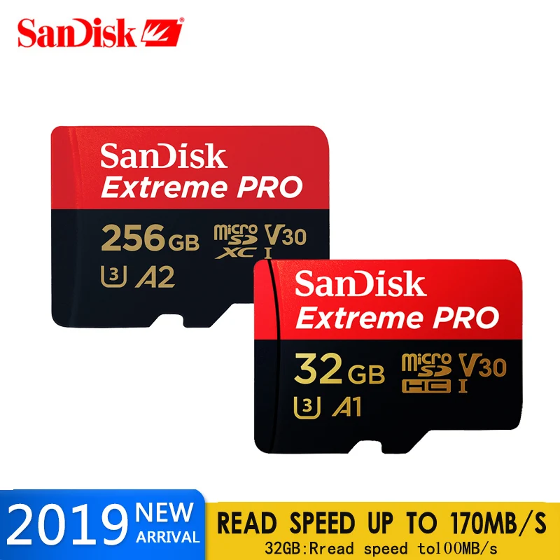 Двойной Флеш-накопитель SanDisk Extreme PRO TF/микро SD карты 128 ГБ 256 ГБ 64 Гб скорость 170 МБ/с. слот для карт памяти U3 100 МБ/с. 32 Гб телефон Камера 4K видео Запись