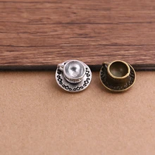 Pendentifs en forme de tasse de café 3D tibétain, 10 pièces, 14x14x8mm, deux couleurs, pour la fabrication de bijoux, artisanat fait à la main