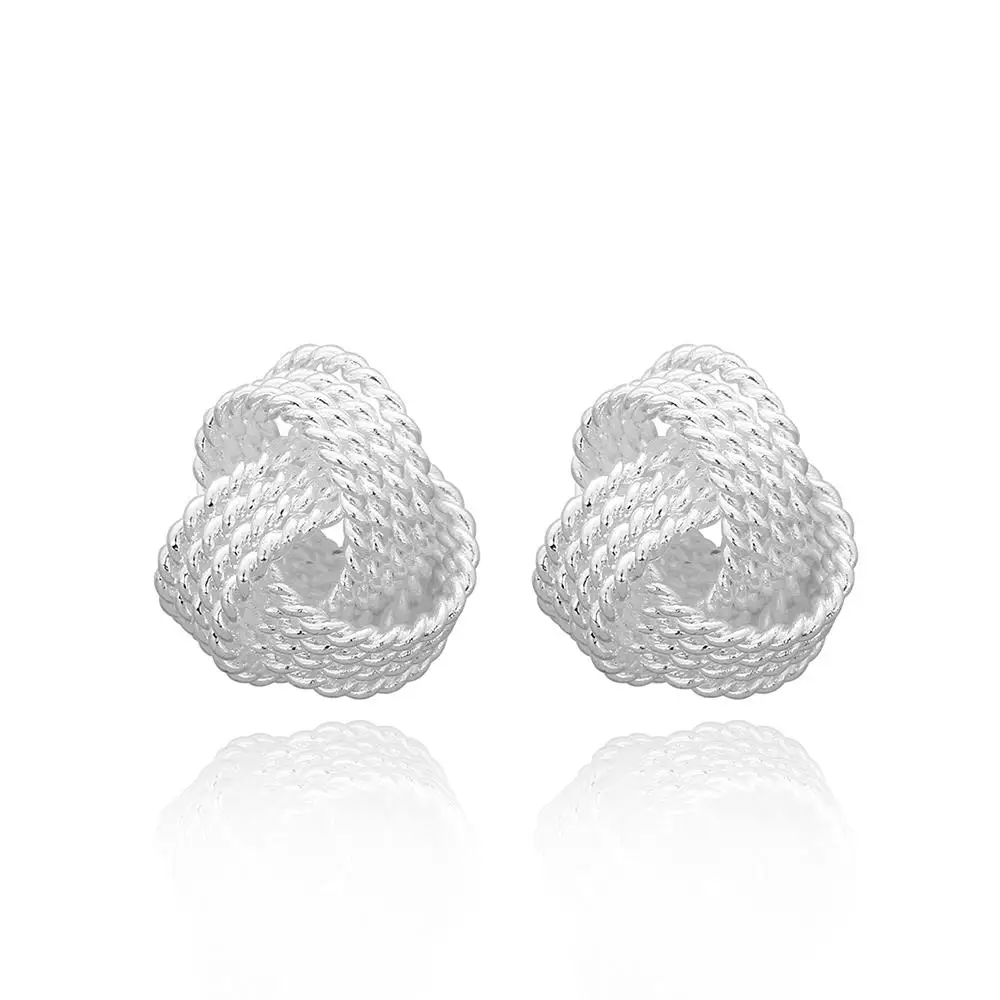 

Free Shipping Wholesale Summer Style Silver Plated Earrings for Women Tennis Net Web Stud Earing Cuff Fashion Jewelry