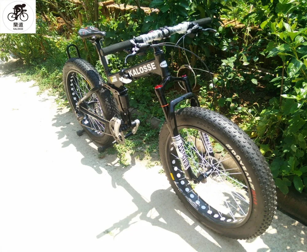 Clearance Kalosse Folding  DIY colors  Snow bike  26*4.0  tires Soft-tail mountain  bike   24/27/30 speed     tyre dirt bike 2
