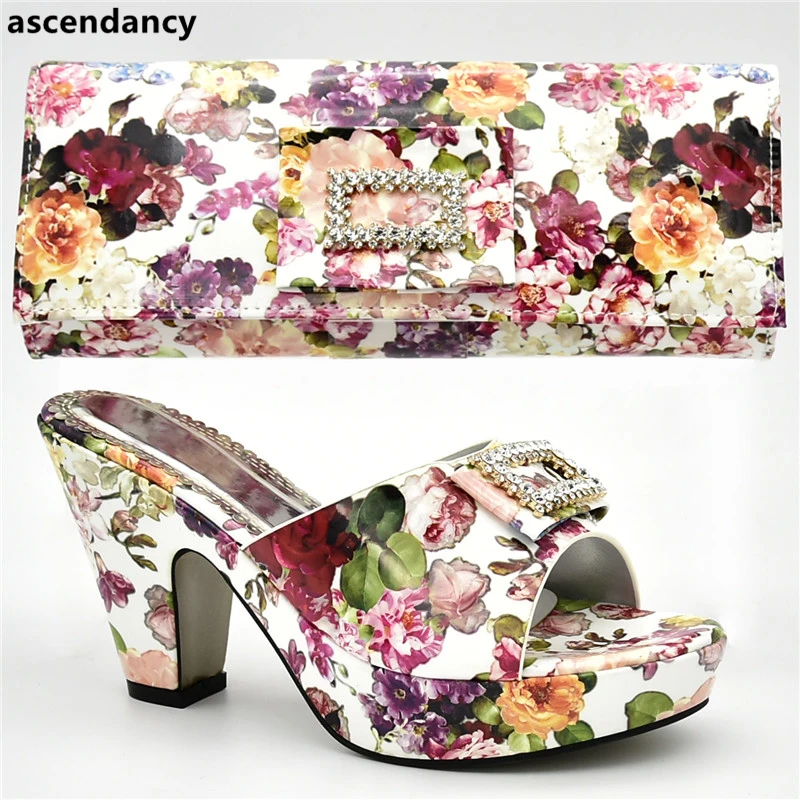

Latest Fashion Nigerian Women Wedding Shoes Sales In Women Matching Shoes and Bag Set Decorated with Rhinestone Women Party Shoe