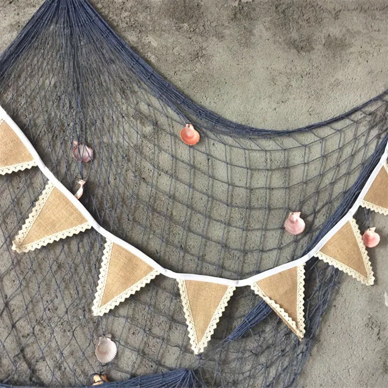 2M Vintage Lace Burlap Wedding/Christmas Banner Retro Chic Rustic Wedding Bunting Hot Sale Romantic Decorations Banner