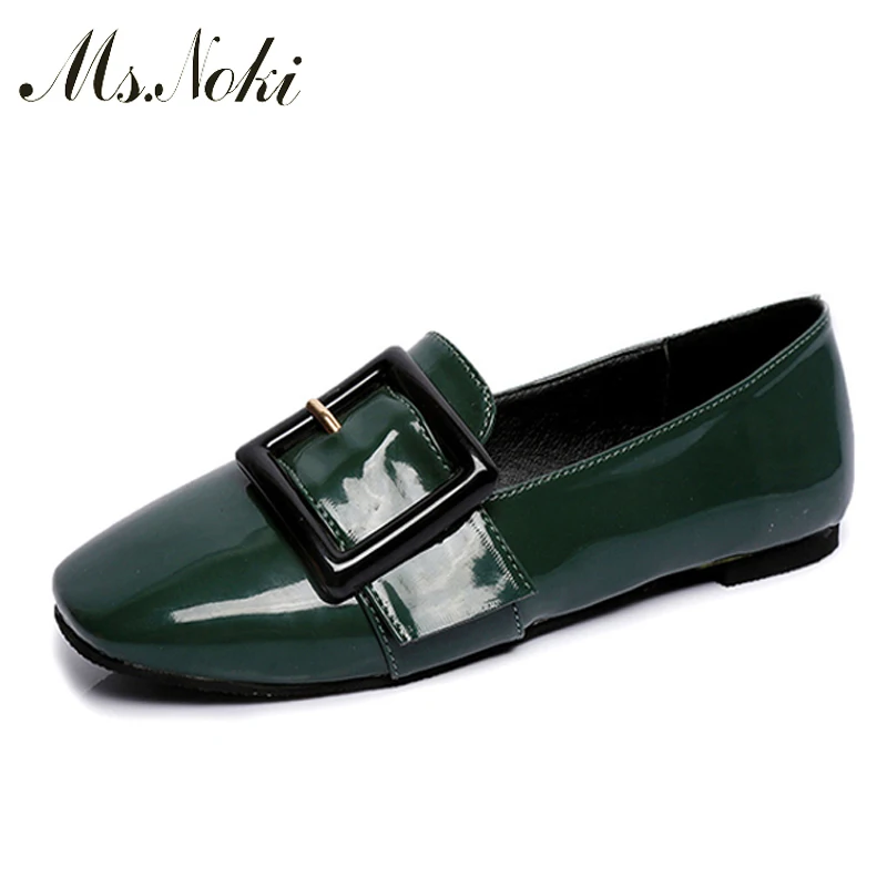 Ms Noki 2016 women sandel Genuine Leather low Heel Shoe Woman Brand metal decoration ladies Pumps