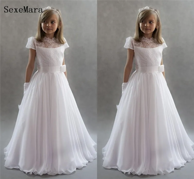 lace and chiffon flower girl dress