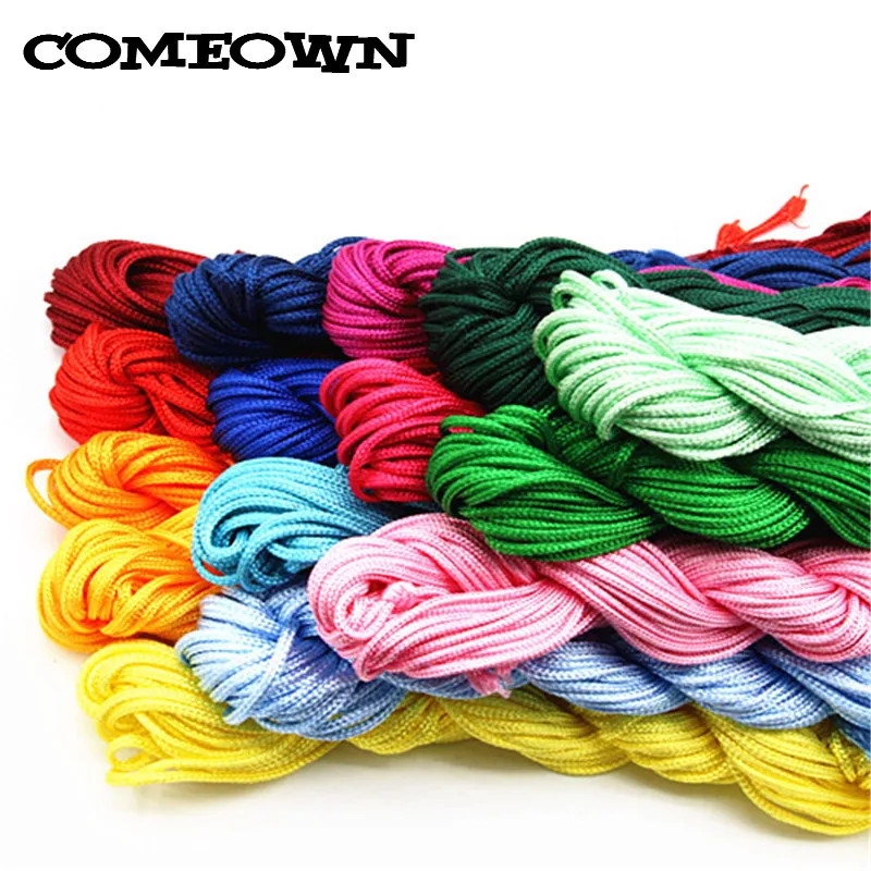 COMEOWN 10pcs 21 Colors Satin Nylon Cords Macrame Lace Cord Braided