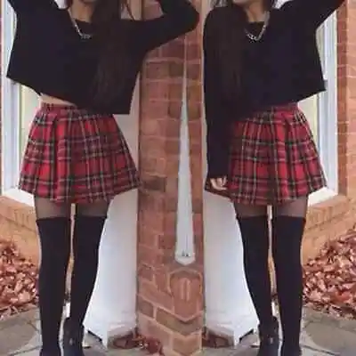 Girls Sailor Scotland Plaid Checks School Uniform Pleated Skirt Cotton font b Tartan b font
