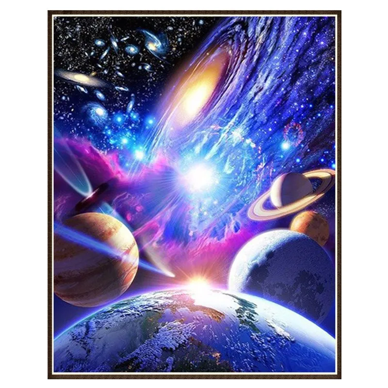 

5D DIY Diamond Painting Planet Interstellar Space Full Drill Round Diamond Embroidery Cross Stitch Picture Decor