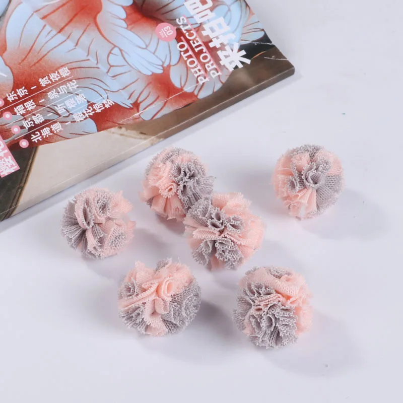 30PC/Pack Colorful Lace Net Yarn Flower Trim Balls DIY Clothing Bag Shoes Craft Supplies Children Handmade Decorative Pompones - Цвет: 32