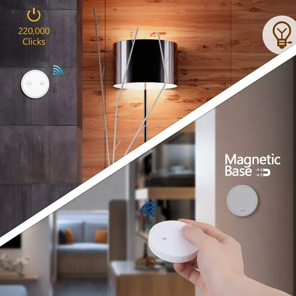 Remote Control Light Socket, 30/60mins Timing Screw in E26/E27 Bulb Holder,  No Wiring, Wall Mounted Wireless Light Switch Kit, for Closet, Basement