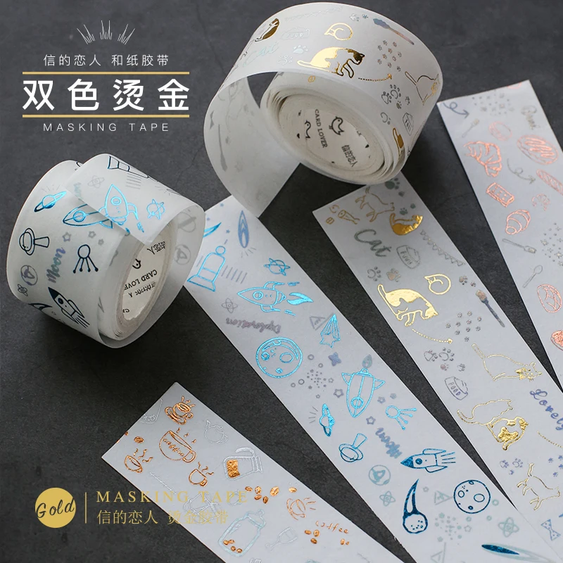 

Mohamm Washi Tape Scrapbooking Cat Decorative Kawaii Rose Golden Japanese Adhesives for Paper Craft Stationery